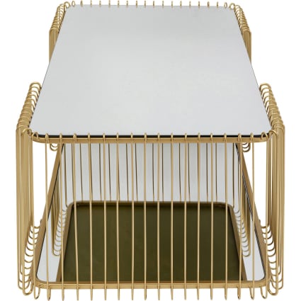 Table basse en métal doré avec plateau en verre blanc 38x61 cm Sofy