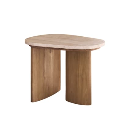 Table d'appoint en teck massif et marbre organique Calma | Maisons du Monde