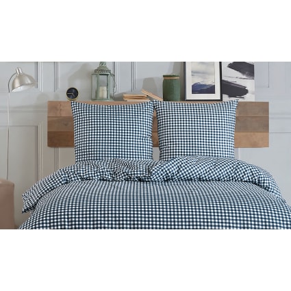 Parure Housse Couette 140x200 Cm + Taie Checks Réversible - 100% Coton Oeko-Tex - Style Minimaliste Chic Grège - Matt & Rose