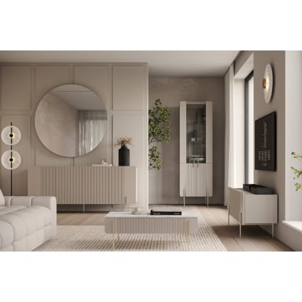 Tavolino Da Salotto Luriso - Tavolino Da Caffè Con Piano Girevole 360°, Design Moderno, Colore Cashmere (70x70x34 Cm)