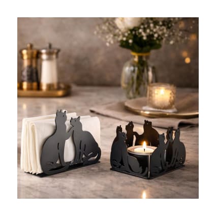 Portacandele Originale A Forma Di Gatto Nero In Resina - Regalo Decorativo Per La Casa Per Amanti Dei Gatti