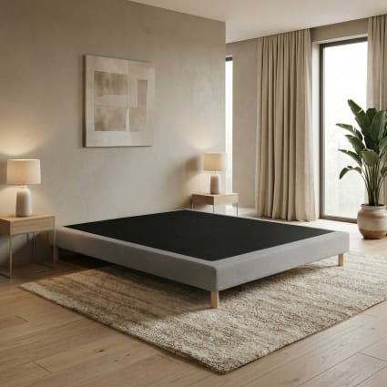 Sommier tapissier à lattes fixes, couchage ferme, soutien optimal Dimensions - 140 x 190 cm, Sommier - Gris chiné
