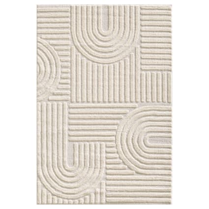 Tapis à reliefs géométriques crème - 160x230 cm