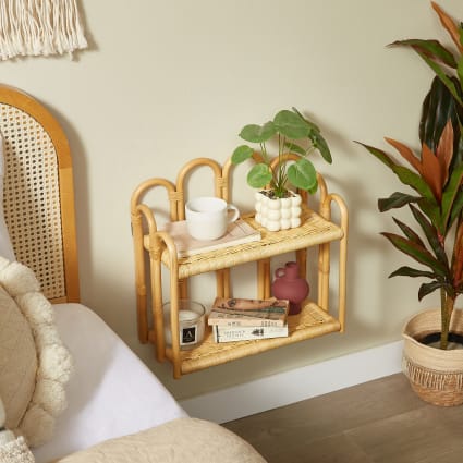 Wandregal mit 2 Ebenen aus Rattan | Maisons du Monde