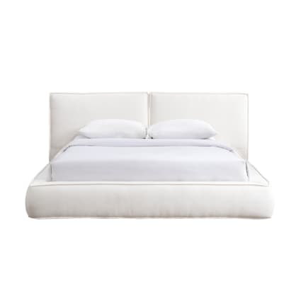 Lit double en velours blanc écru 160x200 cm Taysi | Maisons du Monde