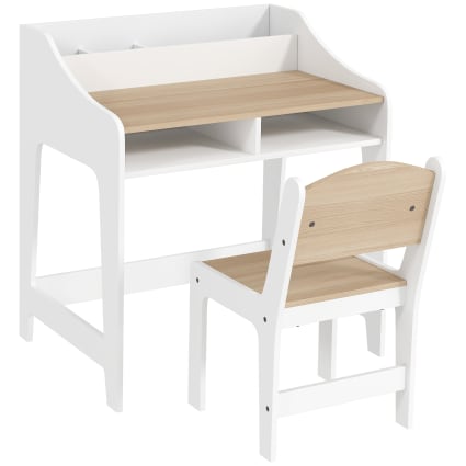 Aiyaplay - Ensemble bureau et chaise pour enfant compartiments étagères naturel