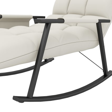 Fauteuil à Bascule Et Dossier Réglable - Pour Allaitement, Salon, Bureau, Avec Tabouret (Blanc Crème)