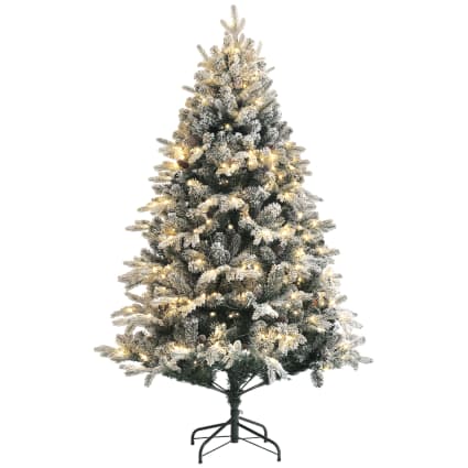 Sapin de noël artificiel 180 cm floqué enneigé avec leds acier vert Homcom | Maisons du Monde