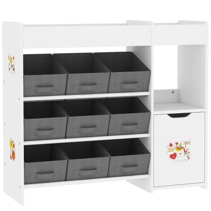 AIYAPLAY Bibliothèque Enfants Maison 3 Niveaux + 2 Tiroirs – Blanc, 63,7 X 29,7 X 89,5 Cm