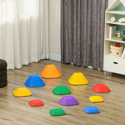 6 Pierres D'équilibre Pour Enfants Cossy – Antidérapantes, Avec 24 Cartes D'activités Et Roulette