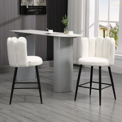 Tabouret de bar moderne avec dossier bas et pieds central en fer noir