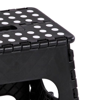 Marche-pied Pliable En Plastique Noir - Dimensions Plié : 29 X 22 X 22 Cm - Escabeau Léger Et Pratique
