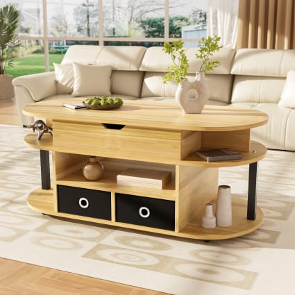 Tavolino multifunzione sollevabile, 2 tavoli, grande capacità, arredamento moderno, bianco, per salotto, ufficio, sala da pranzo | Leroy Merlin