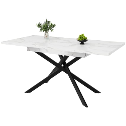Ausziehbarer Esstisch in Marmoroptik (120-160 cm),Weiß