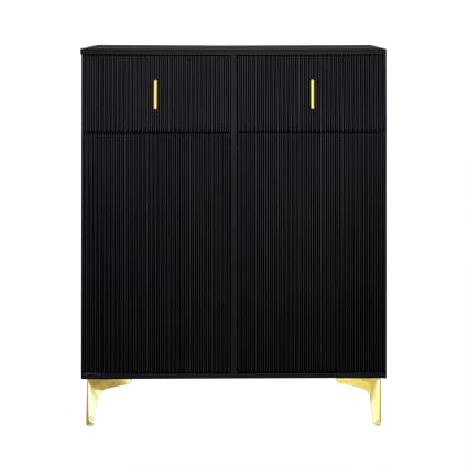 Modernes Design, Hohes Sideboard mit 2 Schubladen und 2 Türen,Schwarz