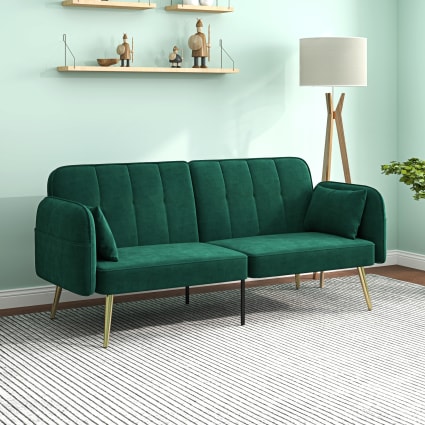 CANAPÉ CONVERTIBLE EN velours vert 2 places MATT EUR 449,90 - FR