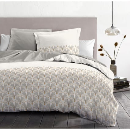 Parure De Lit 3 Pièces : Housse 300x240 Cm Et Taies 65x65 Cm Coton HUGO Beige/corail | Leroy Merlin