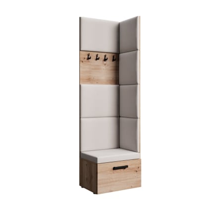 Eckgarderobe mit gepolsterten Paneelen, eiche Artisan+Beige Margaret v