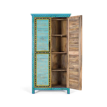 Kleiderschrank aus Mangoholz mit handgefertigtem Design 2 m hoch