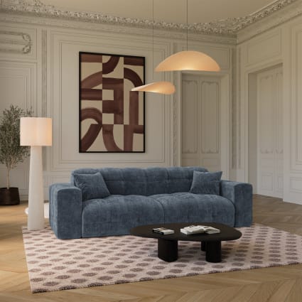 Canapé 4 places en velours gaufré vert vintage Cocoon | Maisons du Monde