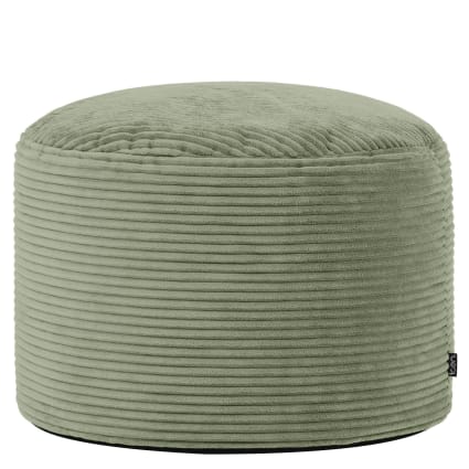 Milano - Pouf repose-pieds round velours côtelé vert sauge