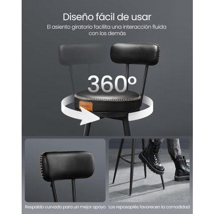 CLP Set De 2 Taburetes De Bar Montreal En Simil Cuero I 2 Sillas Altas Con Reposapiés & Altura De Asiento De 80 Cm I Color:, Color:Gris, Color Del Marco:Acero Inoxidable