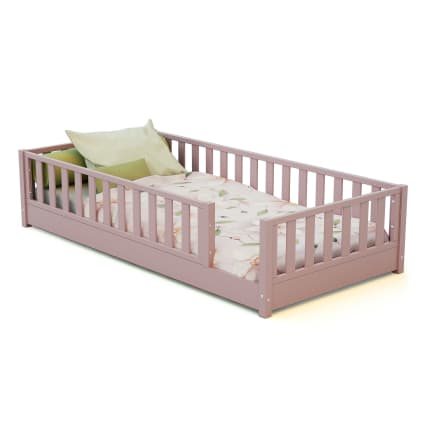 Lit Au Sol Enfant TILA 7 En Bois - Dimensions 70x140cm, Avec Sommier à Lattes Incurvées, Charge 230kg - Pour Enfant Ou Adulte