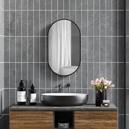 Miroir Mural D'Angle Pivotant Ovale 40x80cm - Miroir Salle De Bain Avec Cadre Aluminium Blanc