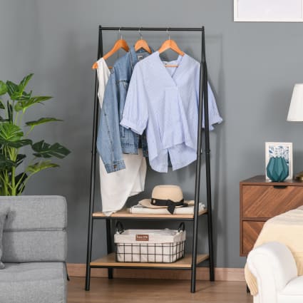 Portant vêtement en métal noir mat, Penderie haute pour robe ou veste