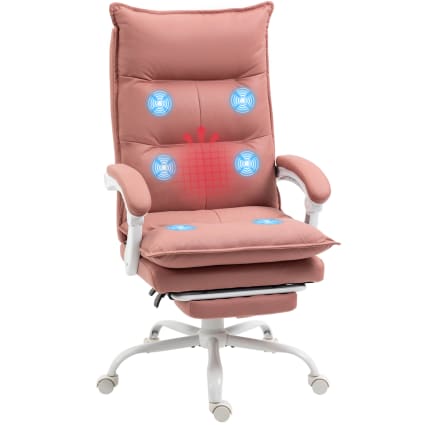 Vinsetto - Fauteuil bureau massant chauffant dossier inclinable microfibre rose