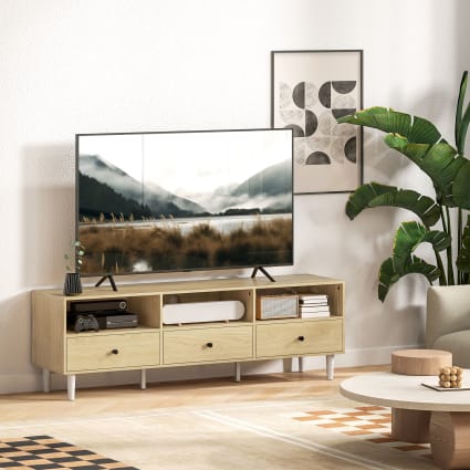 Buffet 9 Cubes HOMCOM - 3 Portes + 3 Compartiments Ouverts - Bois De Pin - Blanc/Gris - 96x30x75 Cm - 6