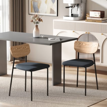 Lot De 2 Chaises De Salle à Manger En Tissu Avec Accoudoirs Et Dossier Avec Assise Rembourrée, Pieds En Métal, Gris