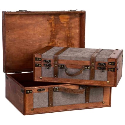 Valise en bois marron 45x31x17/40 Maisons du Monde