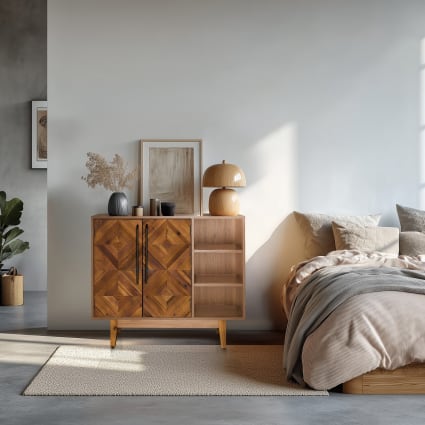 Kommode aus Holz, Holzfarben dunkel Santjago wood l