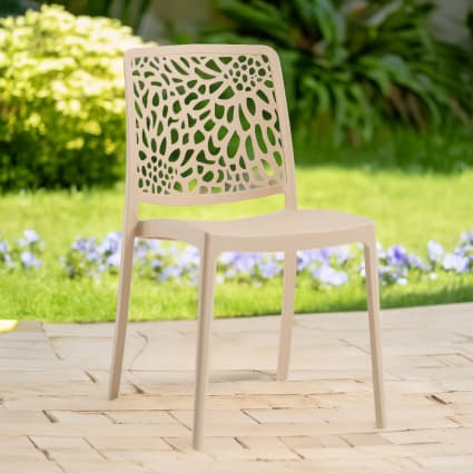 IDIMEX Nivel – Set Di 4 Sedie Da Giardino In Plastica Beige Resistente UV – Gambe In Metallo Nero – Altezza Seduta 48 Cm – Portata 110 Kg – Per Terrazzo Esterno