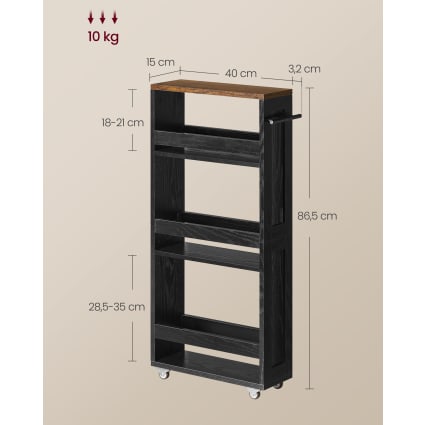 Chariot De Rangement 2 Niveaux Sur Roulettes - Organisateur Mobile Pour Cuisine, Bureau Ou Salon - 6