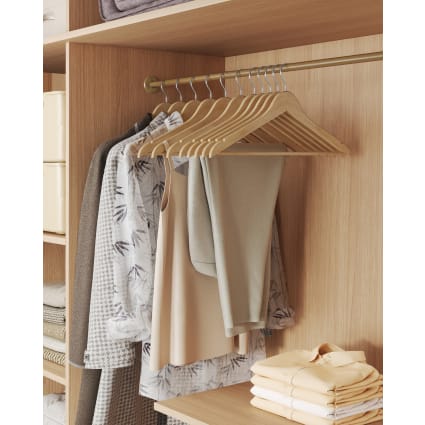Tebery Lot De 12 Cintres Bois Avec Barre Antidérapante – Crochet Pivotant 360°