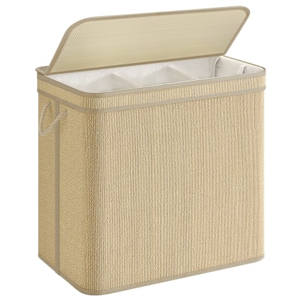 Panier à linge 3 compartiments 170l avec couvercle couleur naturelle Ronex | Maisons du Monde
