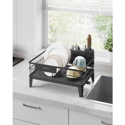 Égouttoir à Vaisselle à 2 Niveaux Avec Plateau D'égouttement Amovible