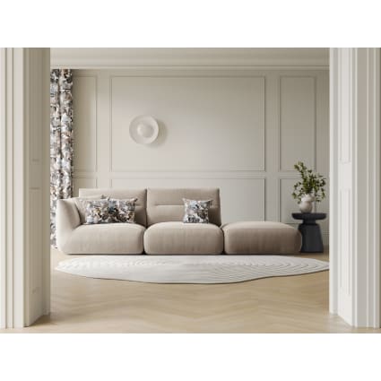 4-Sitzer modulares Sofa rechts aus strukturiertem Stoff leichtes beige Maurie