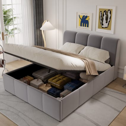 Cloud Bett Truhe 160x200cm grauer Samt Baltimore