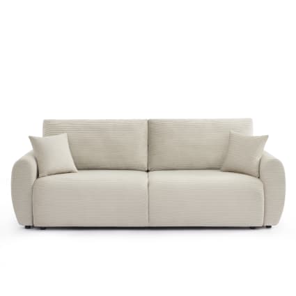 Canapé droit convertible en velours côtelé 3 places taupe Danilo | Maisons du Monde