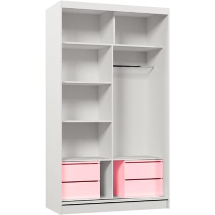 Armoire à Portes Coulissantes Avec Miroir Gaja - Blanc, 240cm Large - Étagères, Tringle, Rangement Dressing