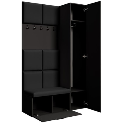 Garderobe mit gepolsterten Paneelen, schwarz, 121x203 cm Margaret i+iv