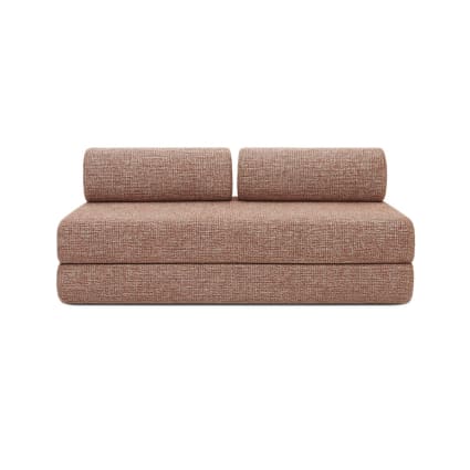 Canapé droit convertible et modulable 3 places en tweed rouge