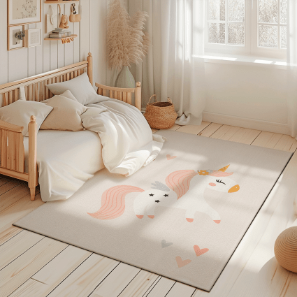 Tapis De Jeu Licorne Arc-en-ciel Pour Enfants - Dimensions 160x230 Cm, épaisseur 13 Mm, Doux Et Chaud, Adapté Au Chauffage Au Sol