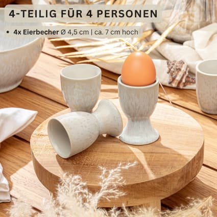 4er Set Eierbecher aus Steingut, creme Korfu