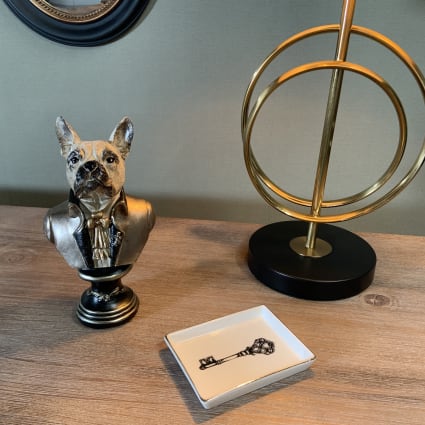 Support Livre Buste Chien Terrier - Sculpture Maison Déco - Palazzo INT - Blanc