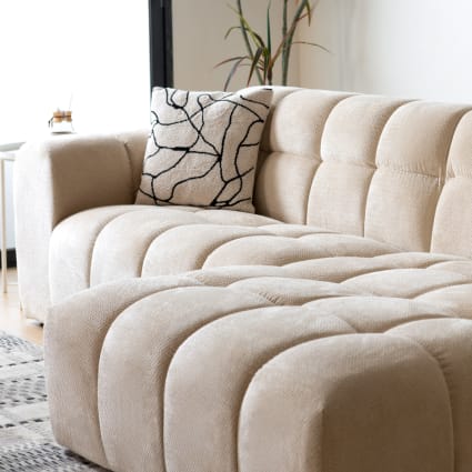 Divano angolare Cloud posti in velluto beige Salford Maisons