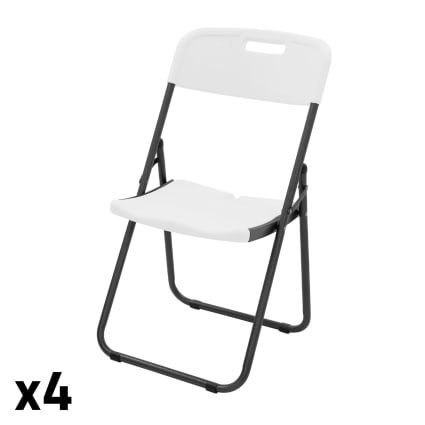 Klappstühle 4er Set Weiß aus Kunststoff und Metall